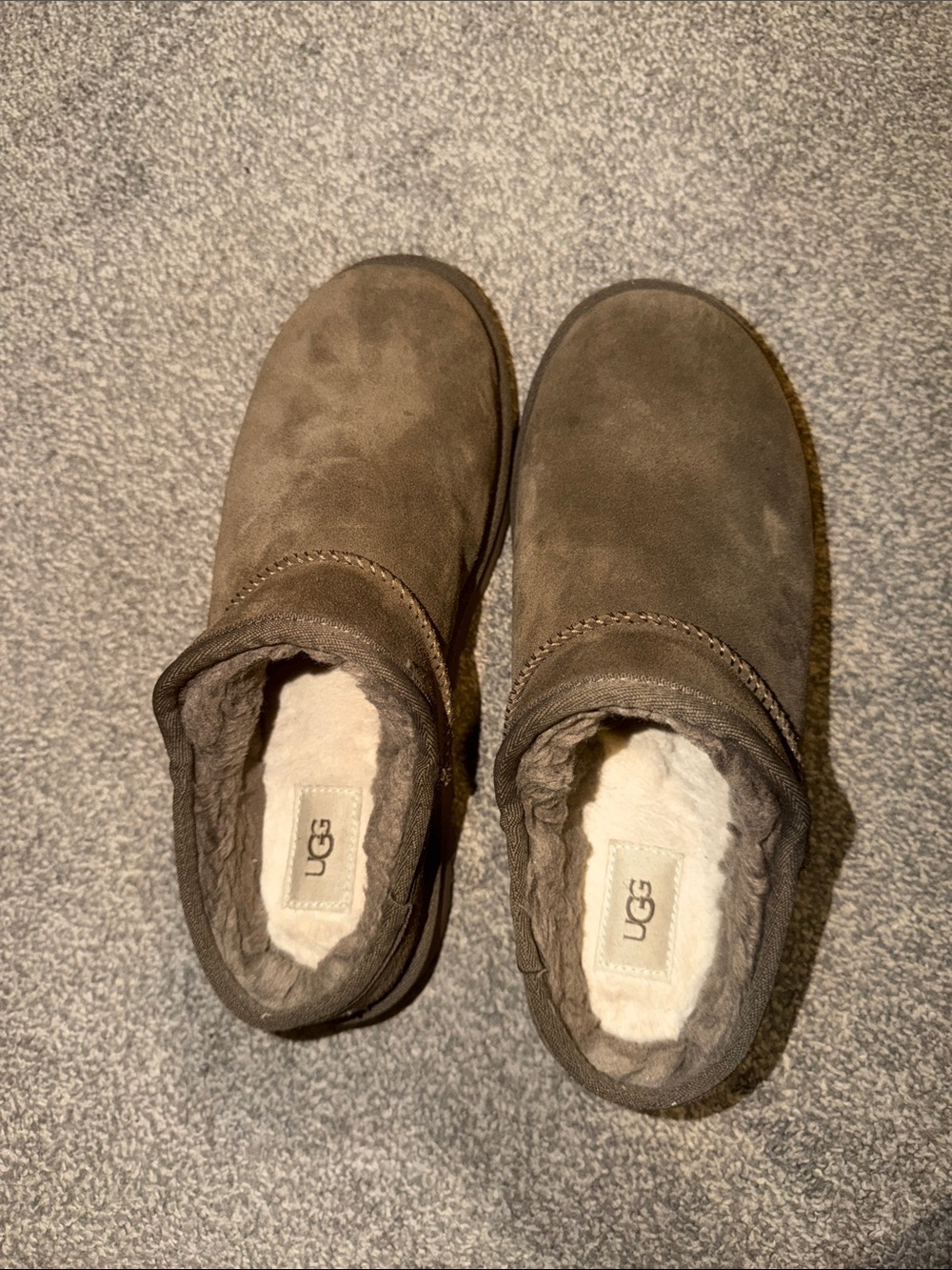 UGG Women’s Olive Suede Slip-On Shearling Mules